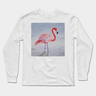 Pink Flamingo painting Long Sleeve T-Shirt